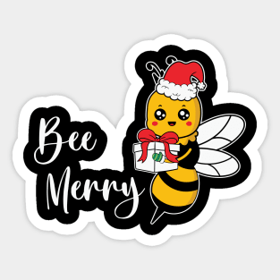 Bee Merry Cute Honey Bee Christmas Sticker